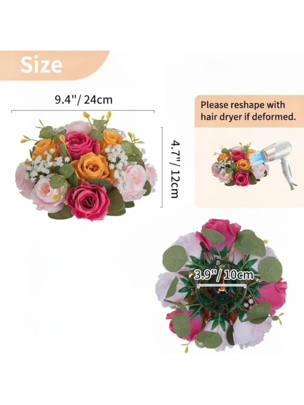 Vibrant Hot Pink & Orange Flower Ball Centerpieces for Table Decor, Wedding